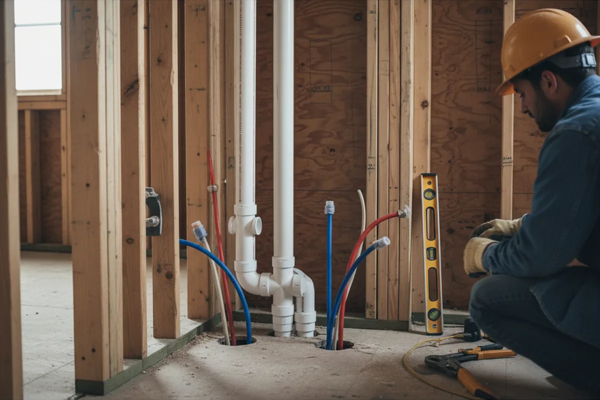 Drain and supply rough-in during Drain Cleaning in Russell